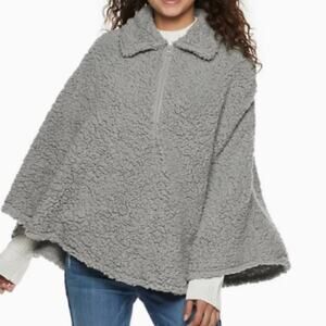David and Young Vegan Sherpa Collared Poncho